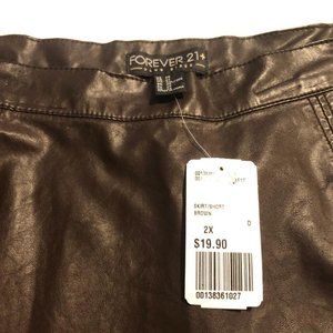 Forever 21+ Brown Leather Faux Leather Skirt